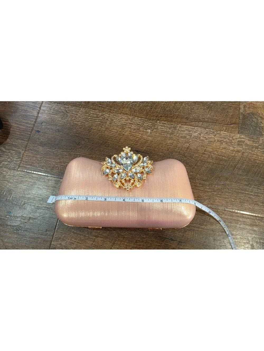 Elegant Pink Evening Clutch with Crystal Embellishment